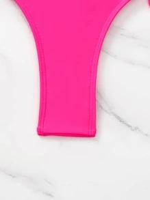 Bañador una pieza con diseño de fleco con cordón lateral fruncido - Rosa Fucsia - Ver 7