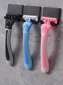 1pc Plain Wall Mounted Shaver Storage Rack - Black - View 1