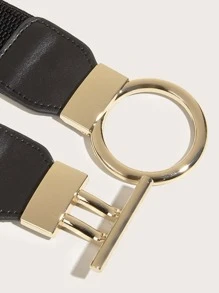 Elegante cinturón boho con hebilla OT para abrigos y vestidos, Halloween - Negro - Ver 4