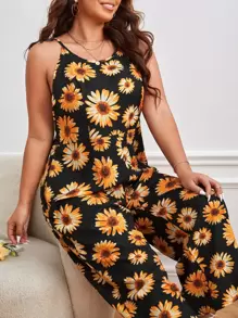 SHEIN VCAY Mono de tirantes con estampado floral - Multicolor - Ver 3