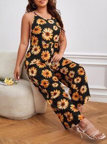 SHEIN VCAY Mono de tirantes con estampado floral - Multicolor - Ver 5