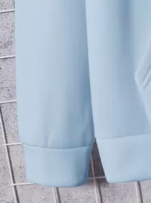 Manfinity RebelGame Men Letter Patched Kangaroo Pocket Drawstring Hoodie & Sweatpants - Baby Blue - View 4