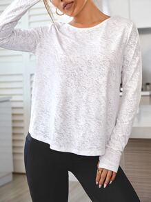 後鏤空拇指孔運動T恤 - 白色 - 查看 2