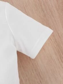 Baby Plaid Print Shirt & Shorts With Tee - Black and White - View 7