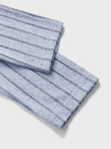 Manfinity Homme Men High Neck Ribbed Knit Tee - Blue - View 3