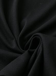 SHEIN LUNE Body ribete con fruncido de manga capa - Negro - Ver 3