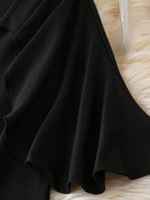 SHEIN LUNE Body ribete con fruncido de manga capa - Negro - Ver 4