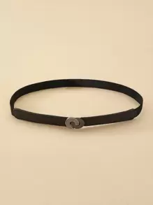 Cinturón con hebilla redonda - Negro - Ver 1