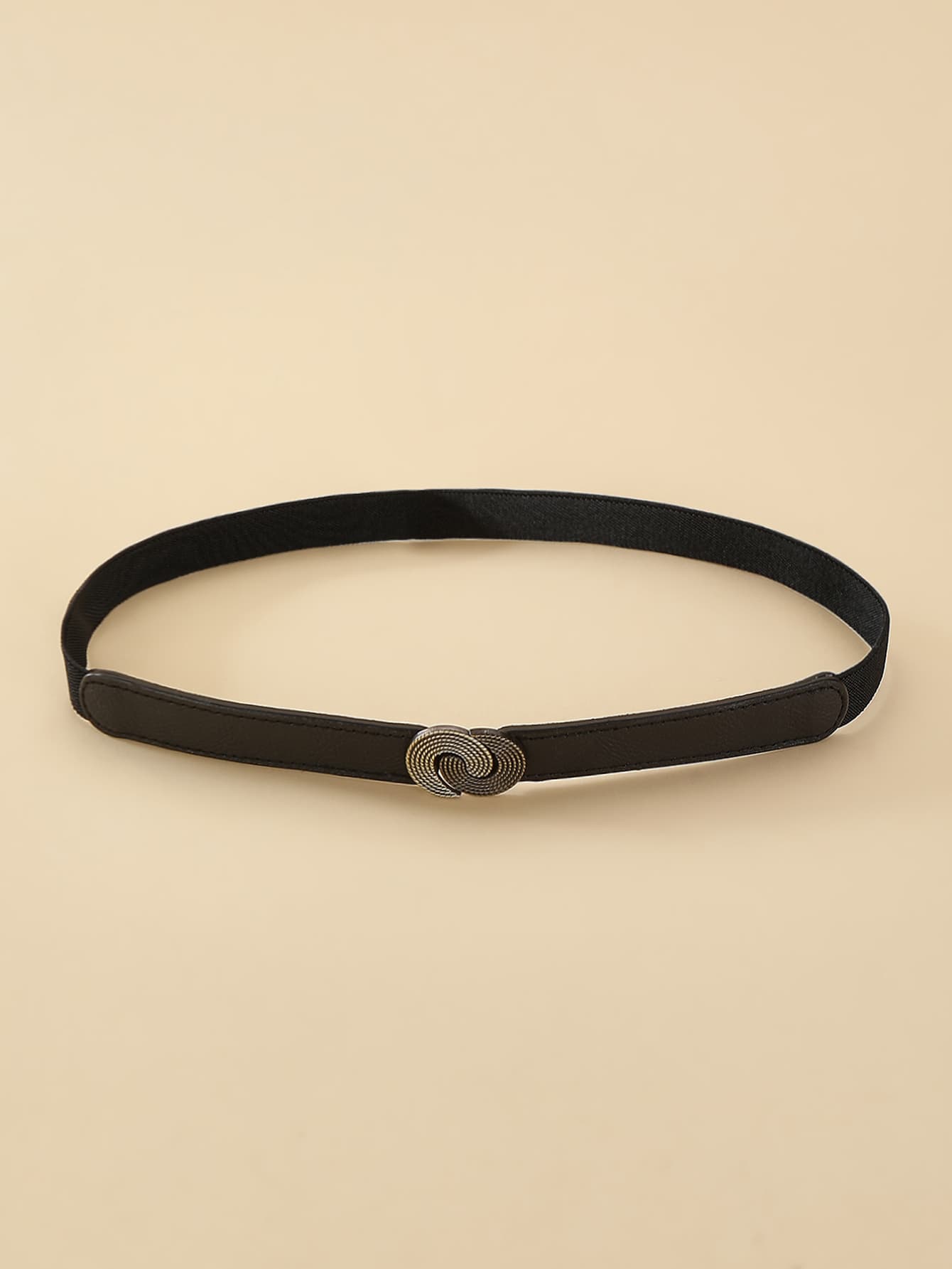 Cinturón con hebilla redonda - Negro - Ver 1