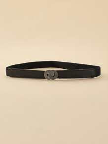 Cinturón con hebilla redonda - Negro - Ver 4