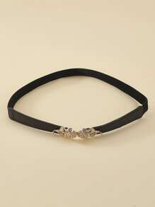 Cinturón con hebilla flor - Negro - Ver 1