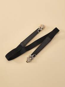 Cinturón con hebilla flor - Negro - Ver 2