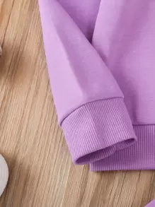 Girls Heart Print Sweatshirt & Joggers - Purple - View 3