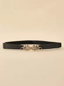 Cinturón con hebilla flor - Negro - Ver 5