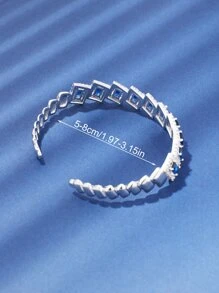 方晶鋯石裝飾開口手鐲 - 藍色 - 查看 3