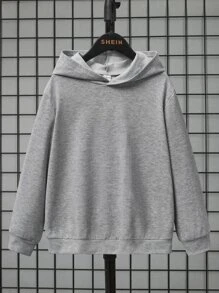 SHEIN 男孩卡通和字母圖案落肩袖連帽衫