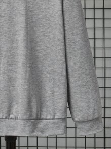 SHEIN 男孩卡通和字母圖案落肩袖連帽衫