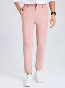 Calvornis Men Solid Slant Pocket Suit Trousers - Baby Pink - View 3
