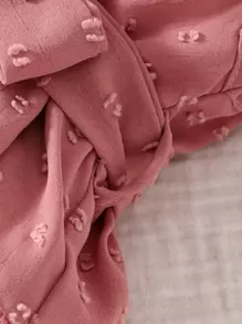 Baby Girl Asymmetrical Neck Ruffle Trim Swiss Dot Layer Hem Dress - Dusty Pink - View 6