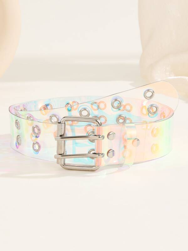 1pc Glow White Eye Transparent Belt, Fashion Waist Belt For Holidays, Daily Gatherings, Parties, Night Outing Summer, School Fall, Autumn, Halloween
