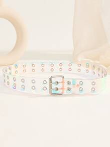 1pc Glow White Eye Transparent Belt, Fashion Waist Belt For Holidays, Daily Gatherings, Parties, Night Outing Summer, School Fall, Autumn, Halloween