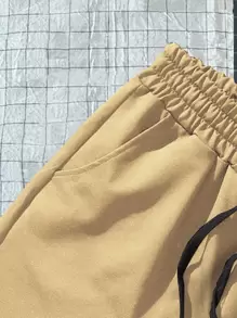 Manfinity Hypemode Men Rose Print Drawstring Waist Shorts - Khaki - View 5