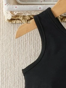 Bebé Top tank con estampado de mariposa & Pantalones deportivos de dos tonos - Blanco y Negro - Ver 4