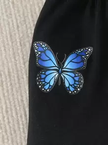 Bebé Top tank con estampado de mariposa & Pantalones deportivos de dos tonos - Blanco y Negro - Ver 5