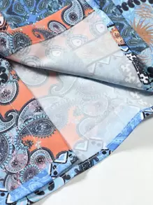 Manfinity Chillmode Áo sơ mi Nam Nút phía trước Paisley Chắp vá Boho - Nhiều màu - Xem 5