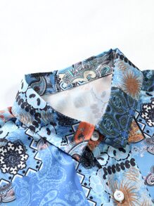Manfinity Chillmode Áo sơ mi Nam Nút phía trước Paisley Chắp vá Boho - Nhiều màu - Xem 6