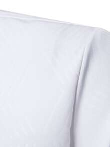 Manfinity Mode Men Solid Button Up Shirt Short Sleeve Plain White Work Business Casual Shirt - White - View 7