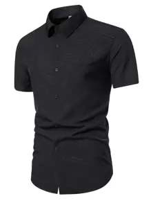 Manfinity Men Geo Jacquard Shirt - Black - View 1