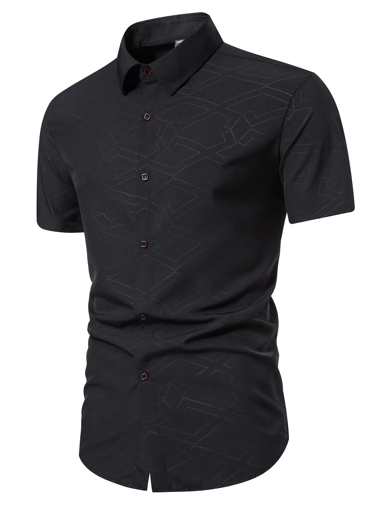 Manfinity Men Geo Jacquard Shirt - Black - View 1