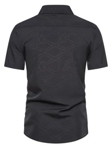 Manfinity Men Geo Jacquard Shirt - Black - View 2