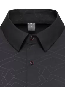 Manfinity Men Geo Jacquard Shirt - Black - View 4