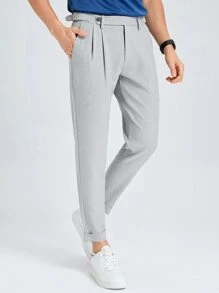 Calvornis 男士褶皺細節西裝褲 - 灰色 - 查看 1