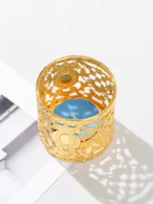 1pc Metallic Hollow Candle Holder - Gold - View 2