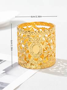 1pc Metallic Hollow Candle Holder - Gold - View 3