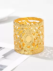 1pc Metallic Hollow Candle Holder - Gold - View 4