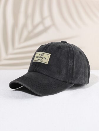 1pc Children's Outdoor Casual Fashion Personalized Fabric Label Letter Print Sun-Resistant Baseball Cap, Adjustable Size, Vintage Minimalist, Suitable For Spring & Summer