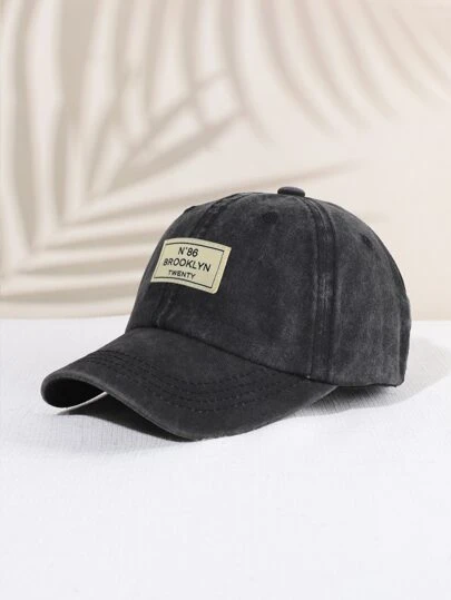 儿童户外休闲时尚个性化布标字母印花防晒棒球帽，尺码可调节，复古简约风格，适合春夏佩戴