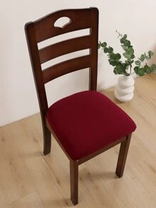 1pc Solid Chair Seat Cover - Burgundy - View 1