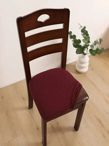 1pc Solid Chair Seat Cover - Burgundy - View 2