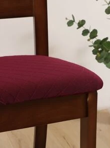 1pc Solid Chair Seat Cover - Burgundy - View 3