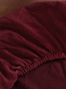 1pc Solid Chair Seat Cover - Burgundy - View 5