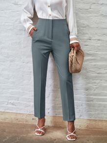 GENKIRA Pantalones zanahoria con bolsillos oblicuos con cremallera - Gris Oscuro - Ver 3