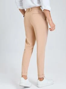 Manfinity Men Slant Pocket Suit Trousers - Khaki - View 2