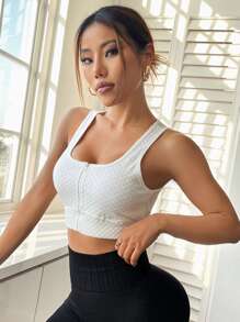 Cut Out Backless Sports Bra - White - View 3