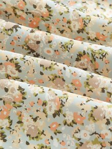 SHEIN MOD Ditsy Floral Print Puff Sleeve Ruffle Hem Dress - Multicolor - View 3