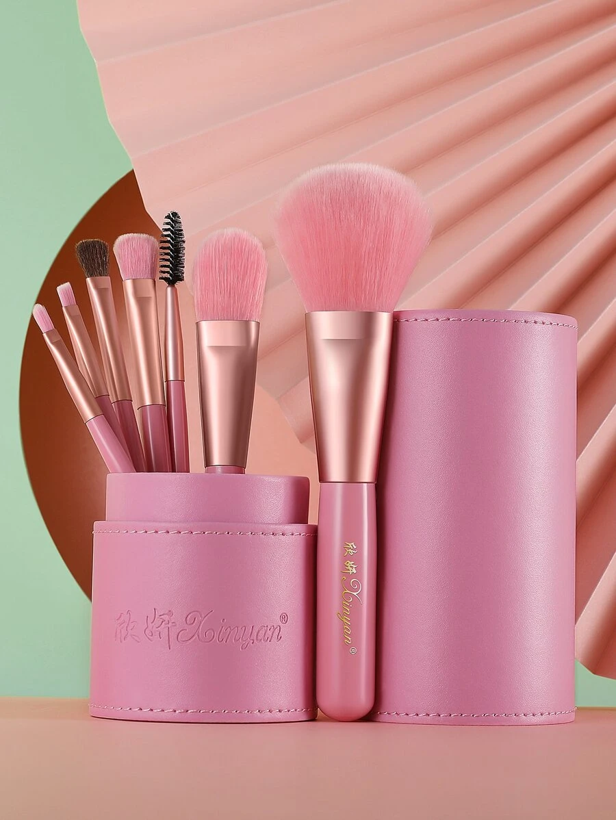 7 Stücke Make-up-Pinsel-Set und 1 Aufbewahrungsbox, hochwertiges Kunsthaar-Lidschatten-Mischpinsel-Set, Kosmetik-Werkzeuge für Gesicht und Augen